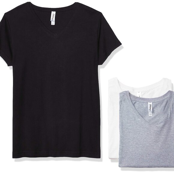 Marky G Apparel Women's Fine Jersey V-Neck Longer Length T-Shirt (3-Pack), NEW - Picture 1 of 1